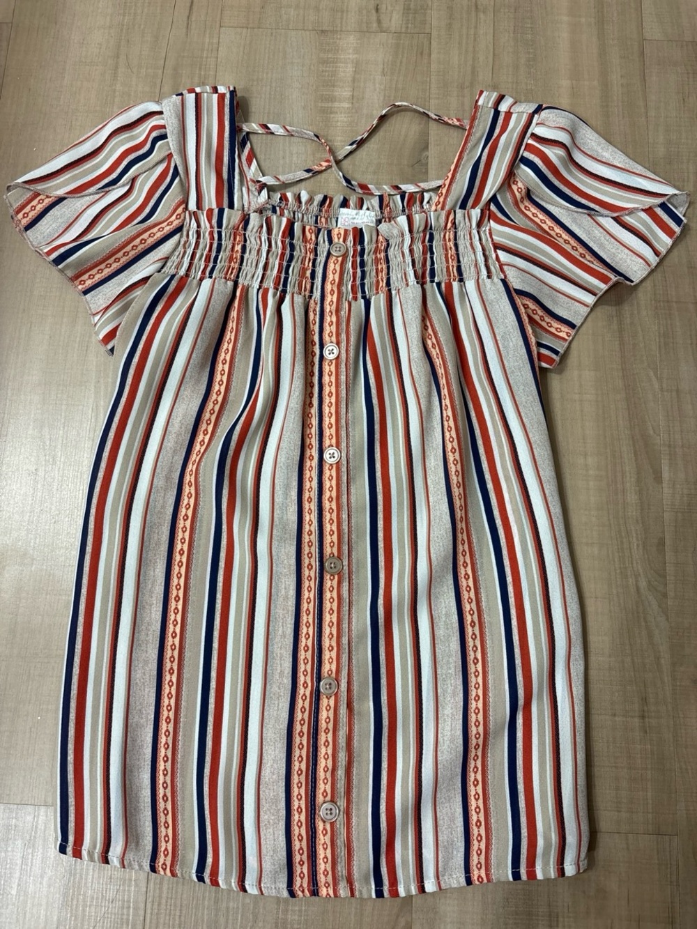 No Boundaries Orange, Navy & tan Striped Top